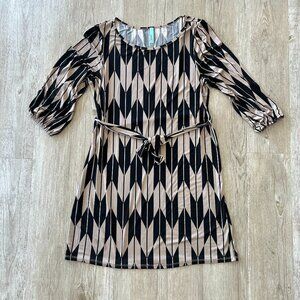 Womens Loila Cream/Black Printed Mini Dress - L